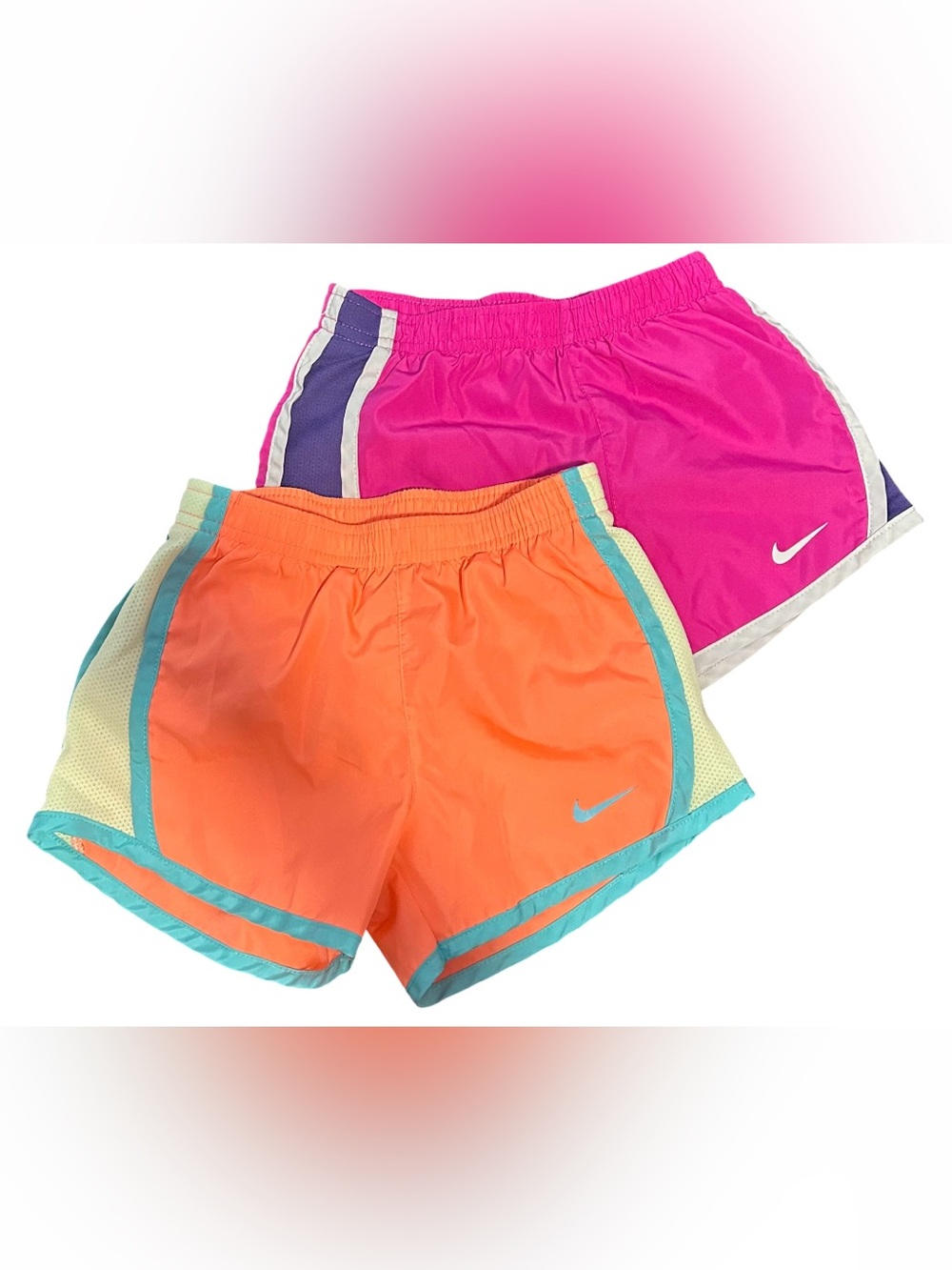 Nike Girls' Athletic Shorts — Fuchsia Pink & Coral Orange